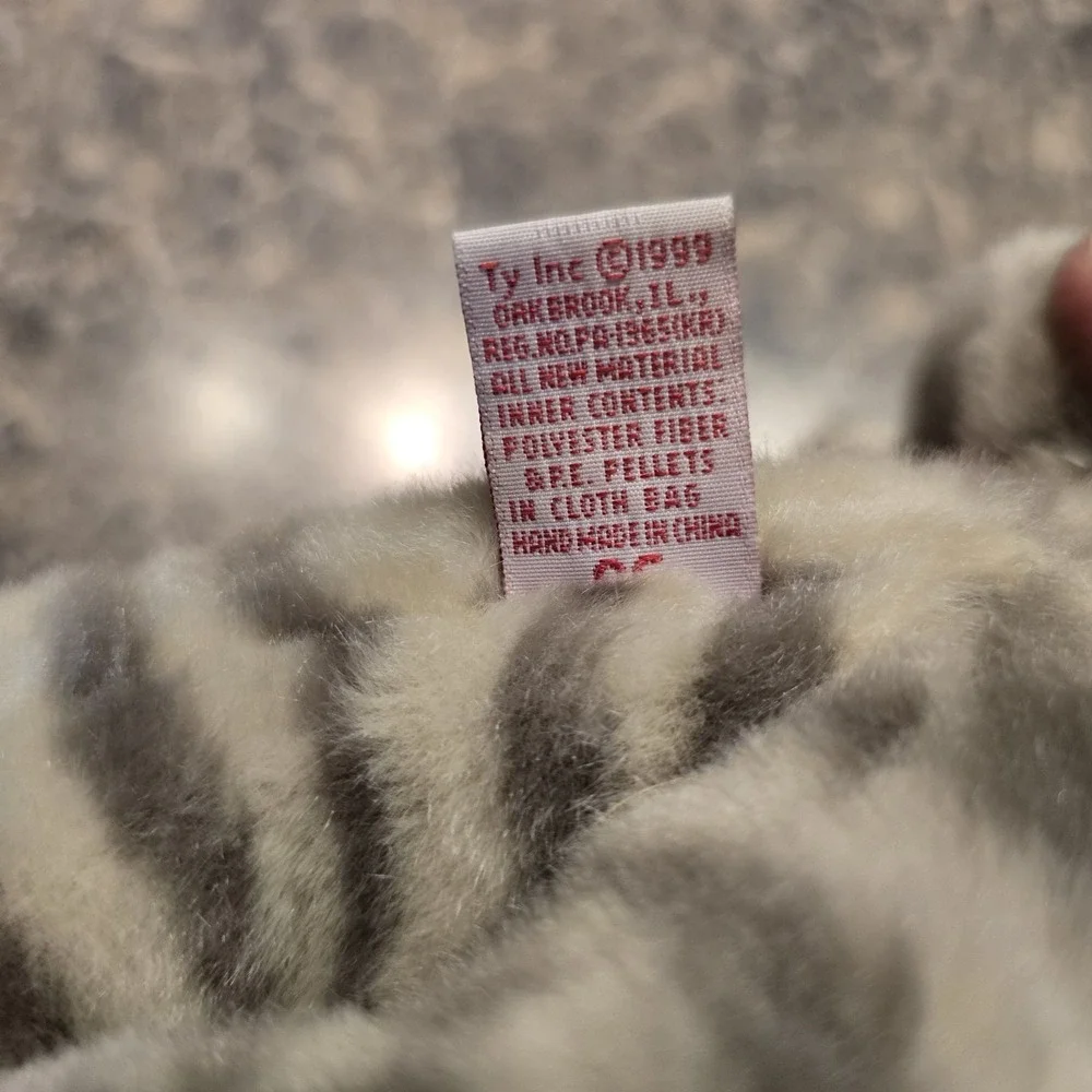 Ty Beanie Buddies Collection Vintage Striped Cat‎ Grey Beige 12